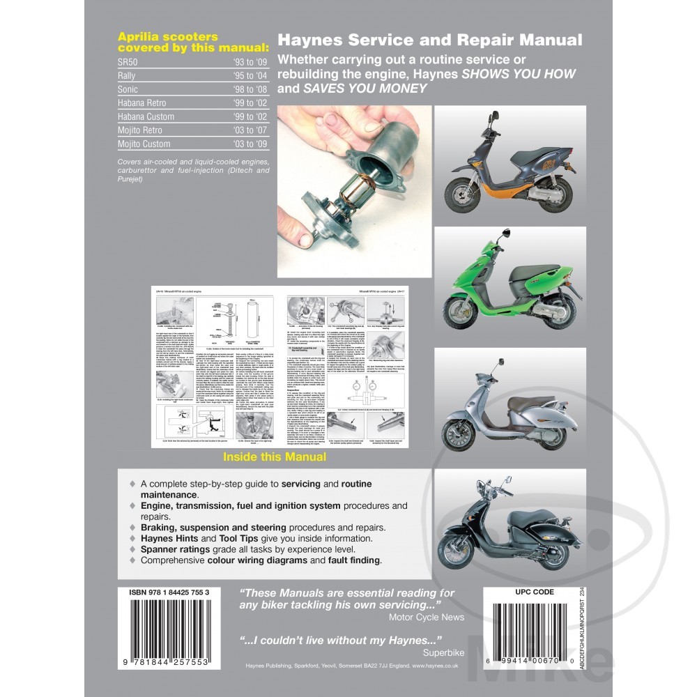 Aprilia Sr 50 R Lc 2009 Haynes Service Repair Manual 4755 Ebay Aprilia RSV4  R Aprilia Sr 50 R Wiring Diagram