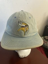 Vintage Minnesota Vikings Strapback Hat / Cap - Denim - KMG New Era 