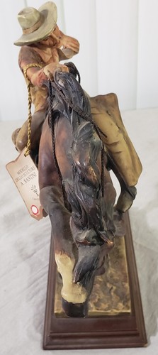 Cavallo Cowboy Dipinto a Mano Stile Capodimonte Firmato A.Santini scultura - Foto 3 di 15