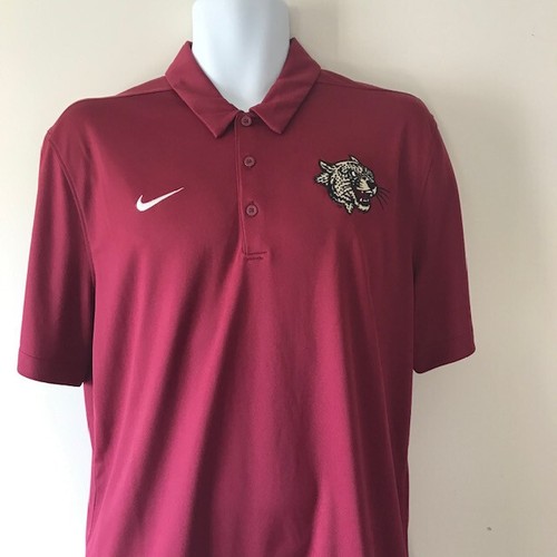 Nike Burgundy Polo Shirt Size L Golf Dri Fit Graphic Tiger Short Sleeve - Picture 3 of 9