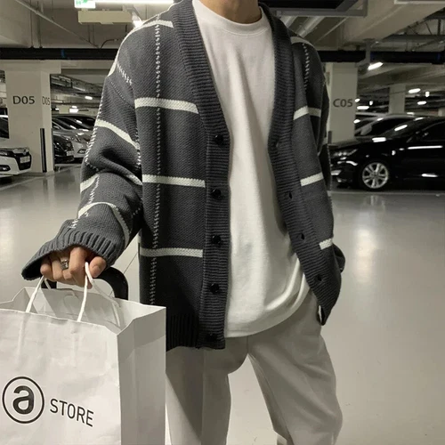 Retro Para Hombres Otoño Invierno Prendas de Punto Cárdigan Tejido Suéter Informal Ropa de Calle Prendas para el torso - Imagen 7 de 18