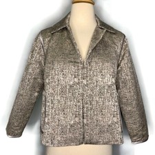 Reweave La Platinum Brocade Texture Crop One Of A Kind Box Jacket Size Xs