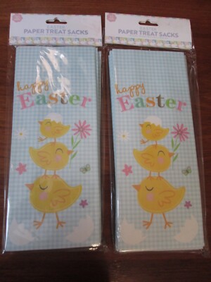 2 New Pkgs. of 10 Paper Easter Bags & 12 Stickers Chicks (20 Bags & 24 Stickers)