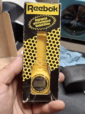 Reebok Yellow Digital Watch Promotion 1990s New Old Stock