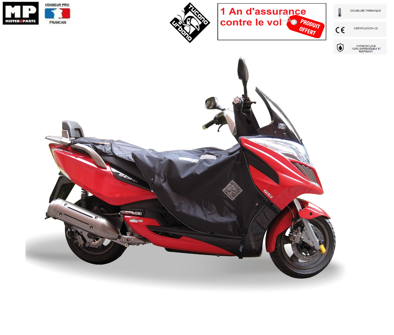 Tablier anti-froid Tucano R087 pour supprimer le vent sur Kymco G-dink 125 et 300
