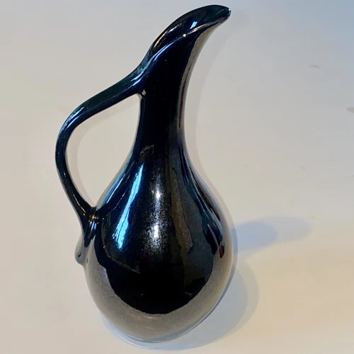 VAN BRIGGLE Pottery Glossy Black Glossy Glaze Pitcher Marked Van Briggle
