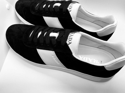 black and white prada sneakers