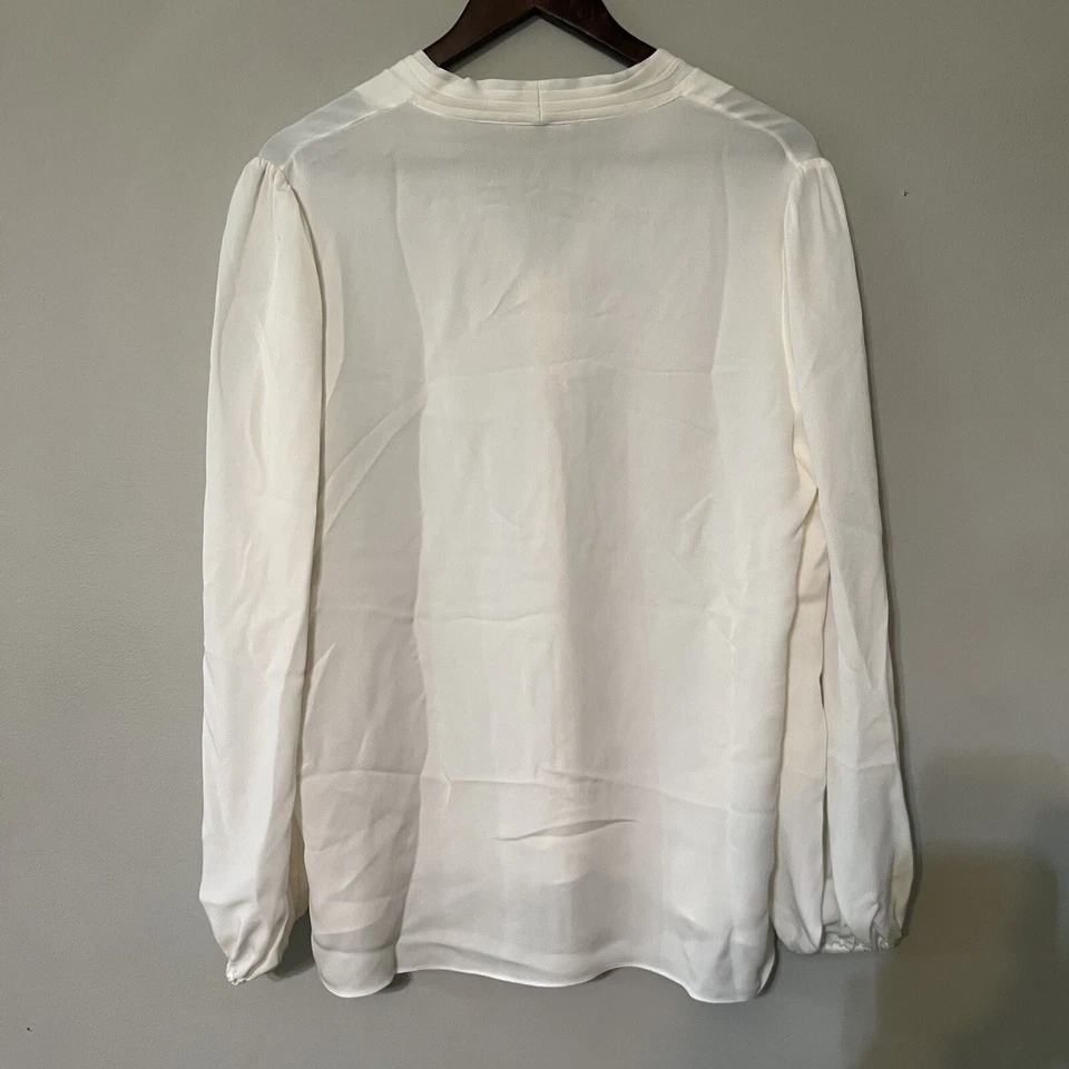 Kobi Halperin Womens 100% Silk Top Size L Ivory Blouse Flowy Sheer Ethereal  - Image 4 of 4