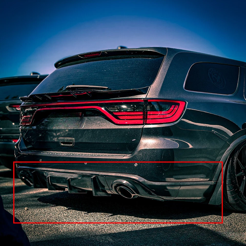 Difusor de parachoques trasero aleta de tiburón negro brillante para Dodge Durango R/T SRT 2011-2025 V2 Foto 2 de 4
