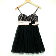 BCX Women's Black Polyester Floral Design Sleeveless Cocktail Party Dress Size 1