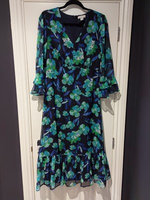 Blue Floral Dress - size 10 (midi)