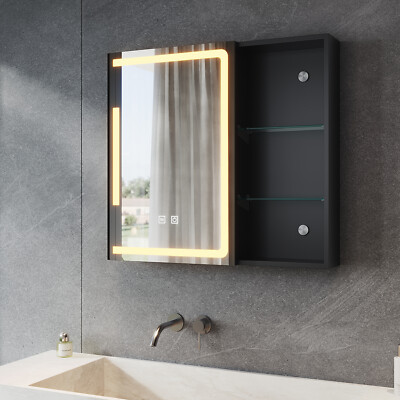Spiegelschrank mit LED 65x60 Badezimmerschrank Beschlagfrei Touch Steckdose Bad