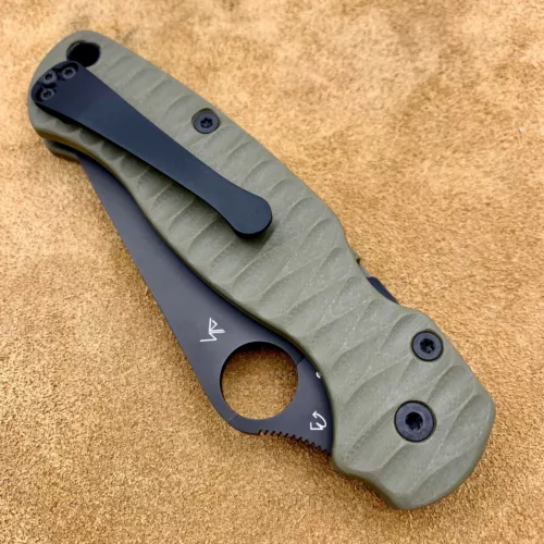Spyderco Paramilitary 2 C81GPBK2  w/ OD Green G10 Anso  scales  - 2 options 
