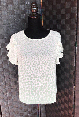 Ivory Green Sheer Ruffle Sleeve Top