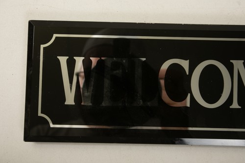 Glass Welcome Sign (O5L) Mirror Lettering Behind Glass (JSF6) Wall Hanging Type - Picture 2 of 7