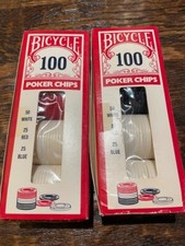 New Vintage Lot 200 Bicycle Poker Chips Complete Set Made In USA