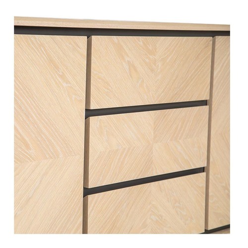 ARCHER SCANDINAVIAN CONTEMPORARY CHEVRON WOODEN OAK SIDEBOARD / BUFFET - Picture 11 of 12