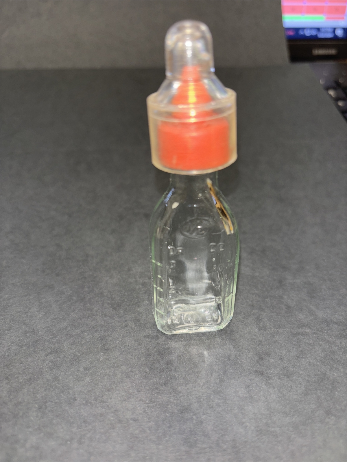 Vintage Mini Baby Doll Bottle/eye Dropper?  4 Inch Glass Bottle With Nipple USA