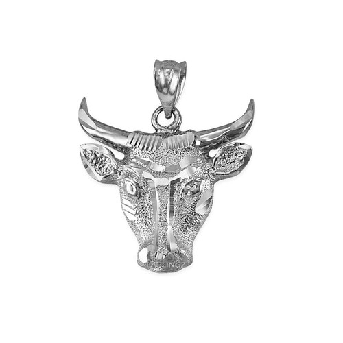 White Gold Bull Head DC Pendant Necklace - Picture 2 of 9
