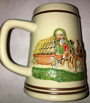 Vintage Stein W/ Horses. Aufwendig Handgefertigt & Kunstlerisch Handbemalt.