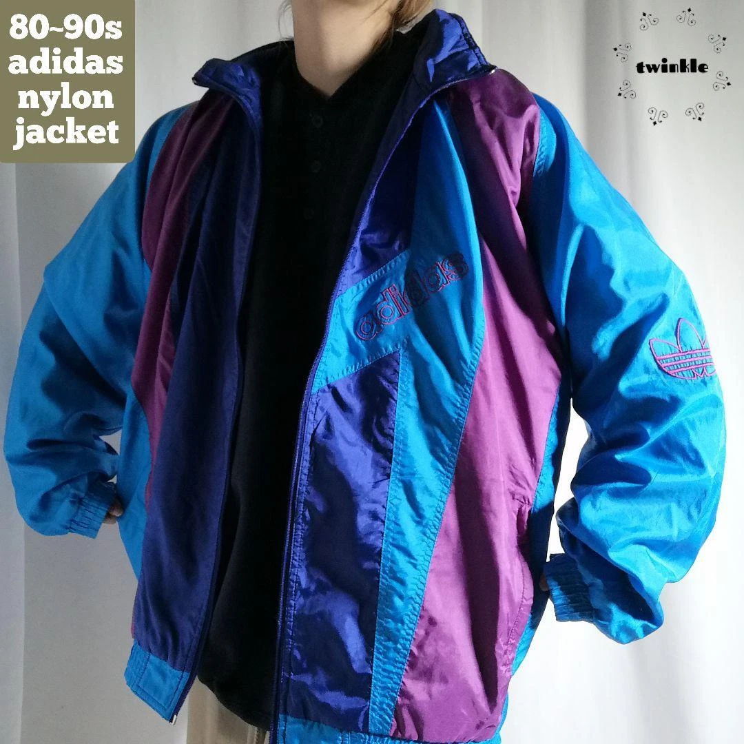 [Japan Used Fashion] 80 90S Adidas Multi-Color Embroidered Nylon Jacket Old  Clot