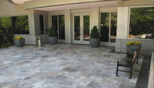 Sample ( off-cut) Silver Travertine Unfilled Tumbled Paving approx 15 x 15cm