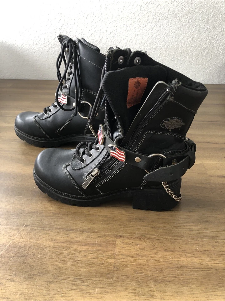 Botas de cuero Harley Davidson con cremallera/cordones para mujer talla 6 Foto 4 de 4