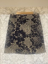 Talbots Textured Floral Boho Career Office Preppy Knee Length Skirt Blue White 6