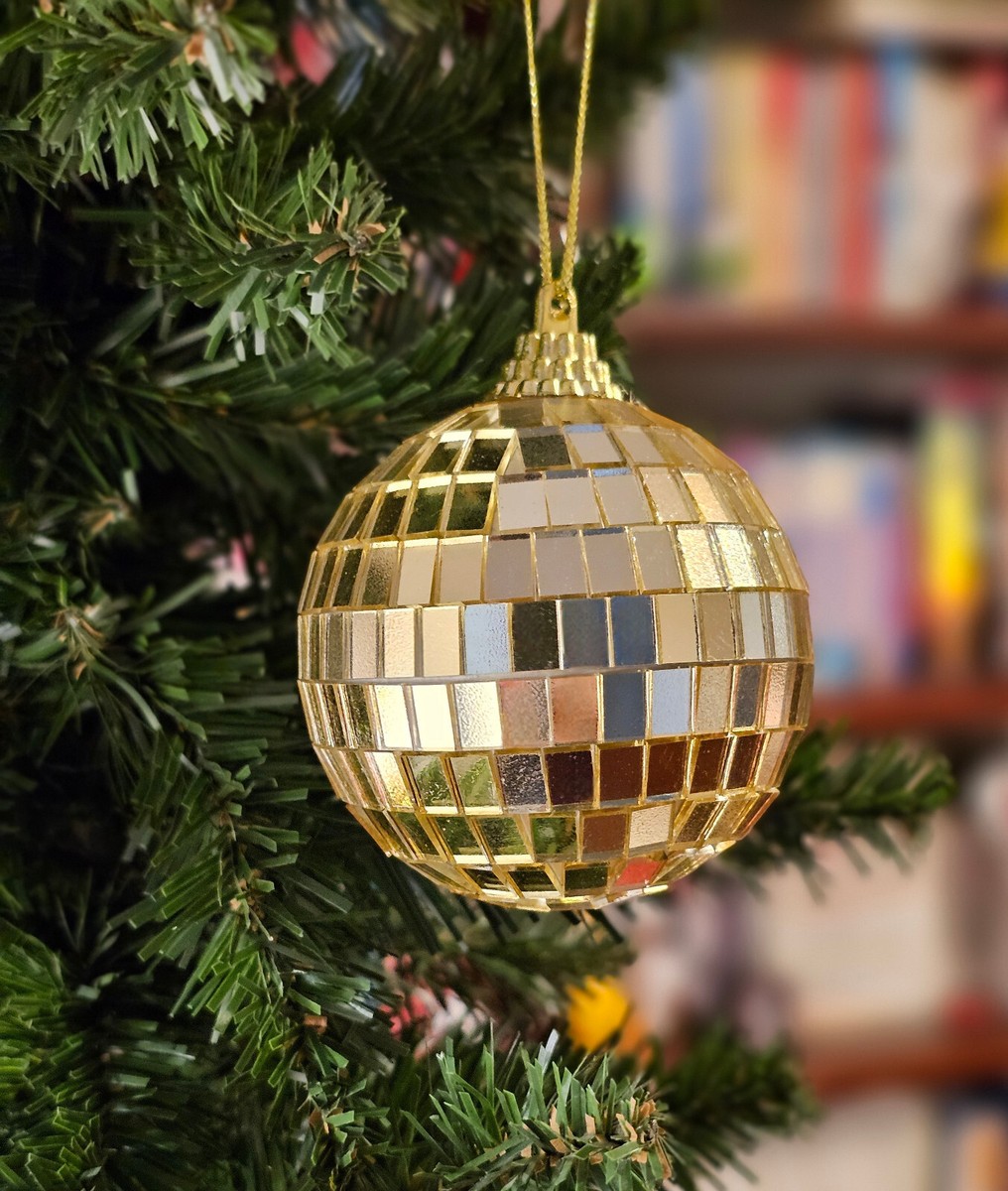 WOW! RETRO GOLD DISCO BALL CHRISTMAS TREE ORNAMENT