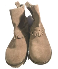 Coolway  Women's Tan Suede Ankle Fringe Boot Size 10 /  Eur 41