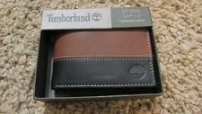 TIMBERLAND Men Genuine LeatherBifoldWALLET NIB TwoTone Brown Black free shipping