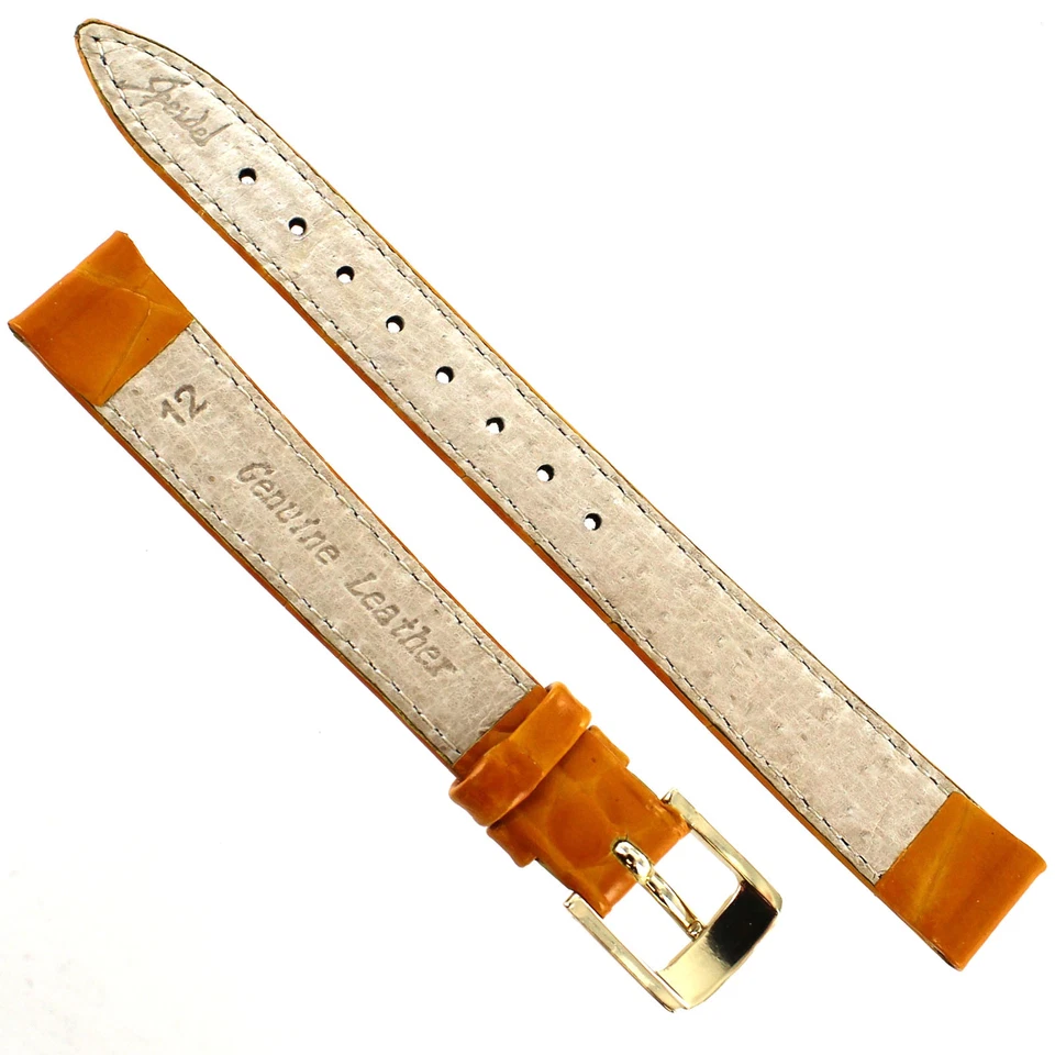 Correa de reloj para damas acolchada con grano de cocodrilo amarillo dorado Speidel de 12 mm regular Foto 3 de 3