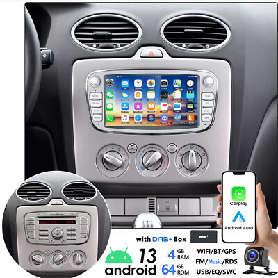DAB+ 4+64G Autoradio Für Ford Focus Galaxy Mondeo C S Max Android 13 Carplay GPS