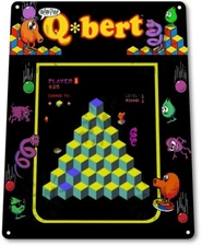 Q-bert Classic Arcade Marquee Game Room Man Cave Wall Art Decor Metal Tin Sign