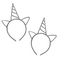 Unicorn Horn Headbands, Silver, 2 Pcs.