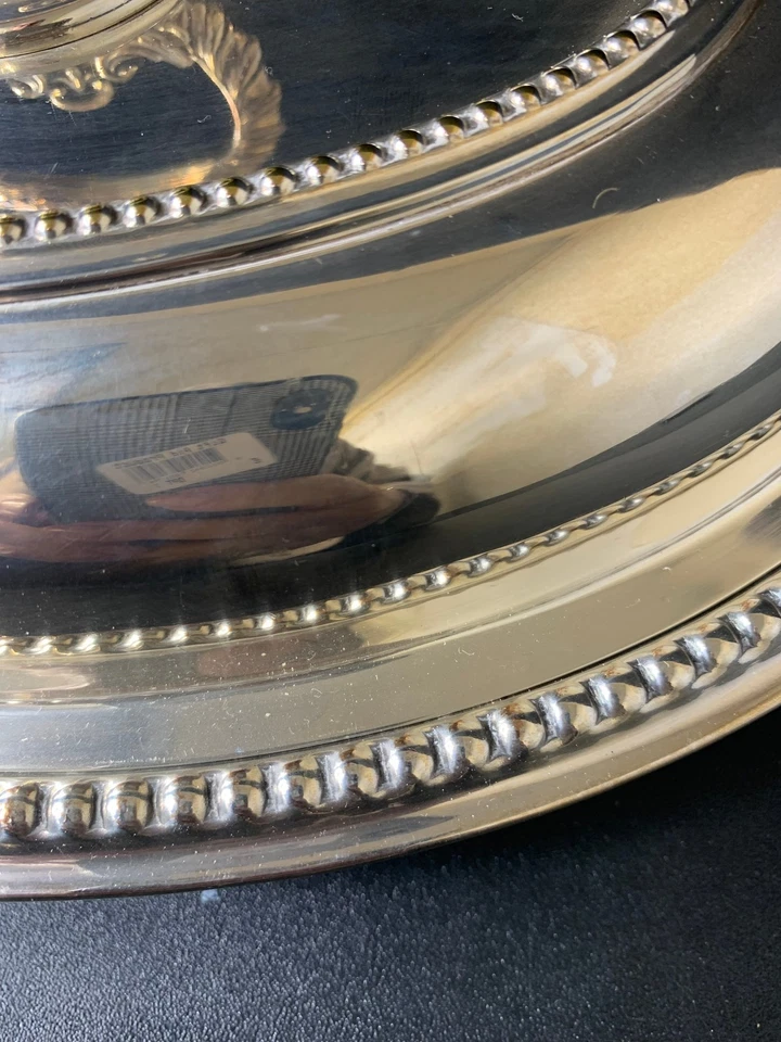 Vintage Silver Plated Oval Serving Dish with Lid and Handle - #1008 - Image 3 of 4