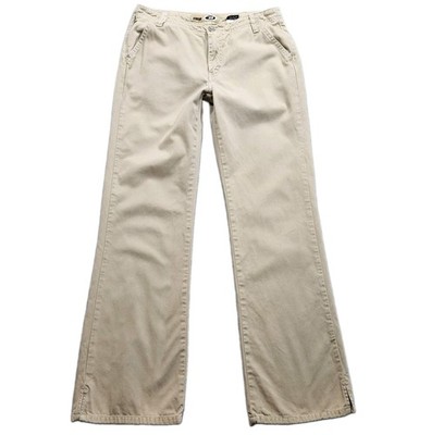 Bongo Low Waist Khaki Pants Women 7 Beige Chino Split Cuff Bootcut Vtg Y2K 29x30