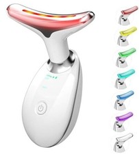 7 in 1 Face Massager Tool, Red Light Therapy for Face and Neck, White-sliver