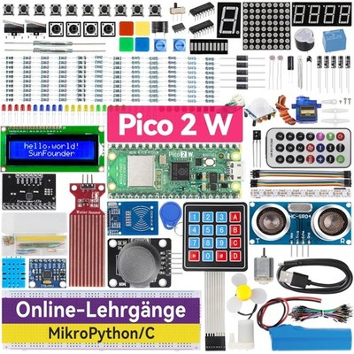 Raspberry Pi Pico 2W Ultimate Starter Kit with 110+ English Video Courses, On...