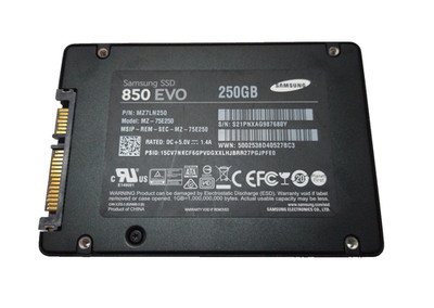 SAMSUNG 250GB SSD SATA 850 EVO MZ-75E250 S/N: S21PNXAG987680Y #NFP3054