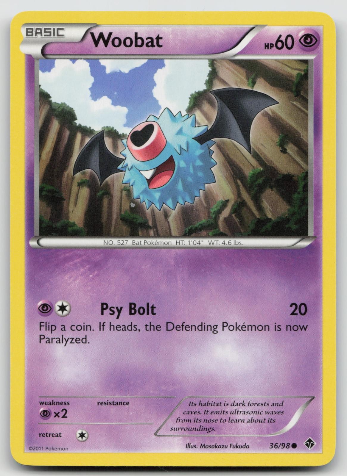 Woobat 36/98 Common Emerging Powers Pokemon Lightly Played
