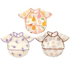 CoolaPeach Baby Feeding Bibs 3-Pack - Waterproof, Easy-Clean w/ Food Pocket