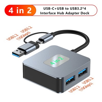 4-in-2 Typ-C + USB auf USB3.2*4 Schnittstellen Hub Adapter Dock für MacBook iPad