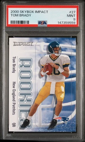 2000 SKYBOX IMPACT #27 TOM BRADY ROOKIE RC PSA 9