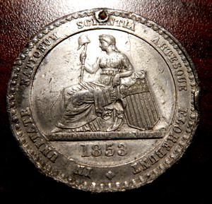1853 RARE HK 6 CRYSTAL PALACE NY TYPE I DOLLAR ,LIBERTY SEATED &CRYSTAL PALCE R6