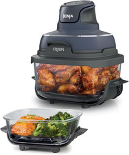 Ninja Crispi Glass Air Fryer, 4-in-1, Grey, FN101GY, 4 Qt and 6 Cup