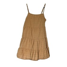 Old Navy Womens XL Caramel/Mustard Colored Striped Tiered Mini Sun Dress Summer