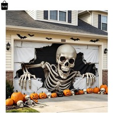 7 x 16 ft Halloween Garage Door Cover Halloween Decorations Outdoor Hanging B...