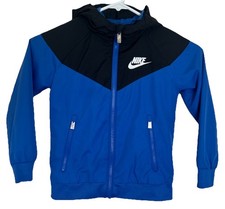 Nike Windbreaker Zip Up Jacket Blue Black Zip Pockets Toddler Boys XS 4 