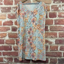 T By Talbots Shift Dress Womens Size X Multicolor Boho Floral Beachy Stretchy